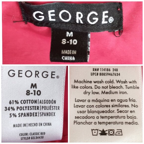 George Button Down Shirt Medium Red Top Classic Lagenlook Preppy Coastal Grandma - Picture 6 of 14